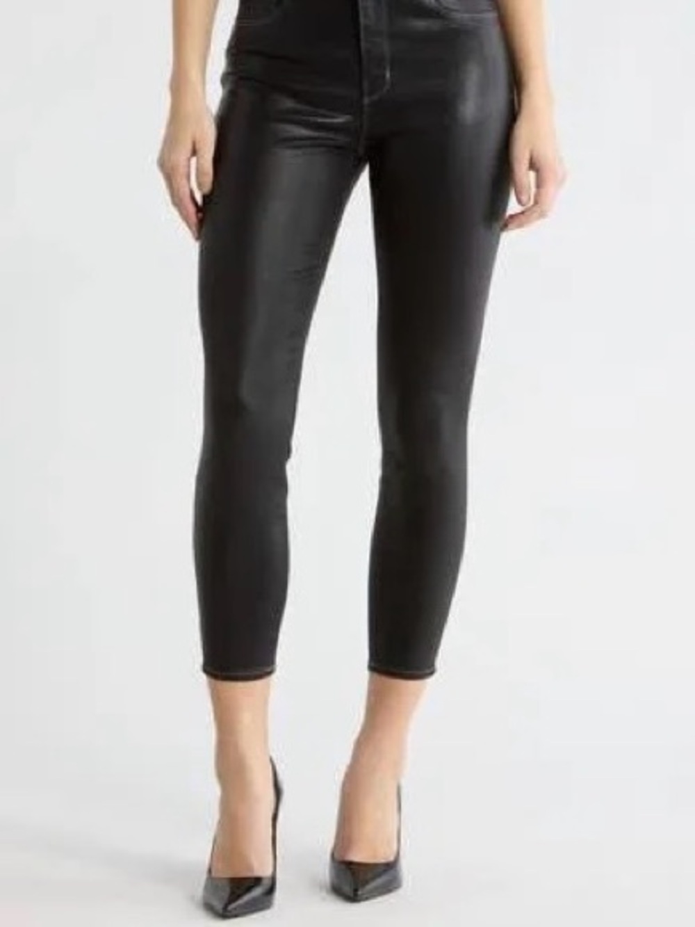 L’Agence Margot Coated Crop Skinny Jean in Black Size 27 ‘Super Stretch’ - Picture 2 of 9